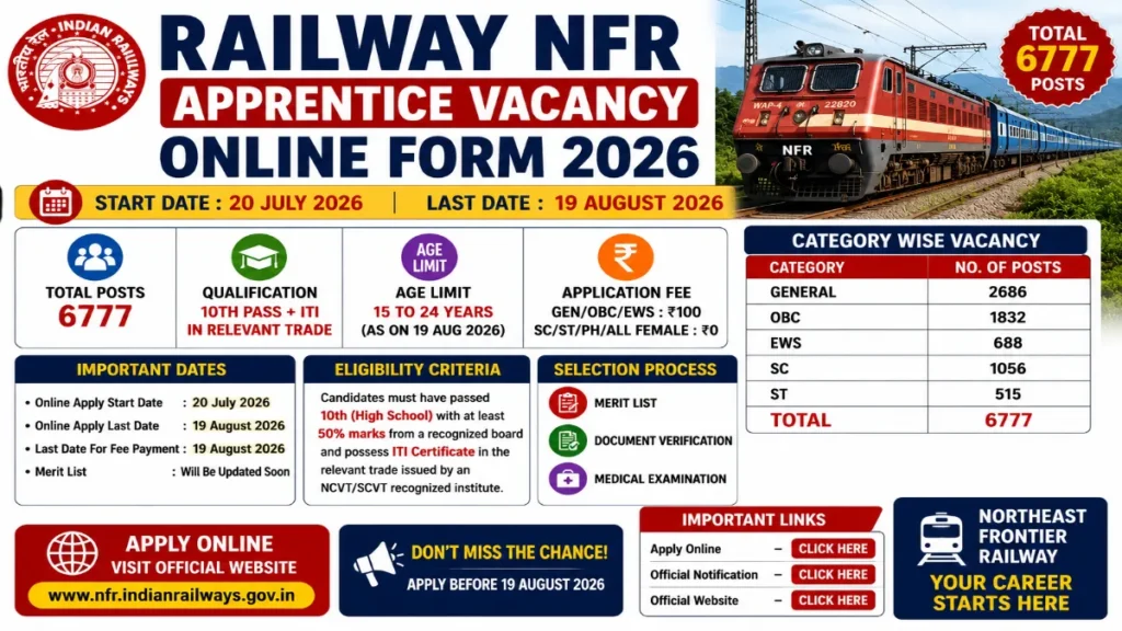 Railway NFR Apprentice Online Form 2026
