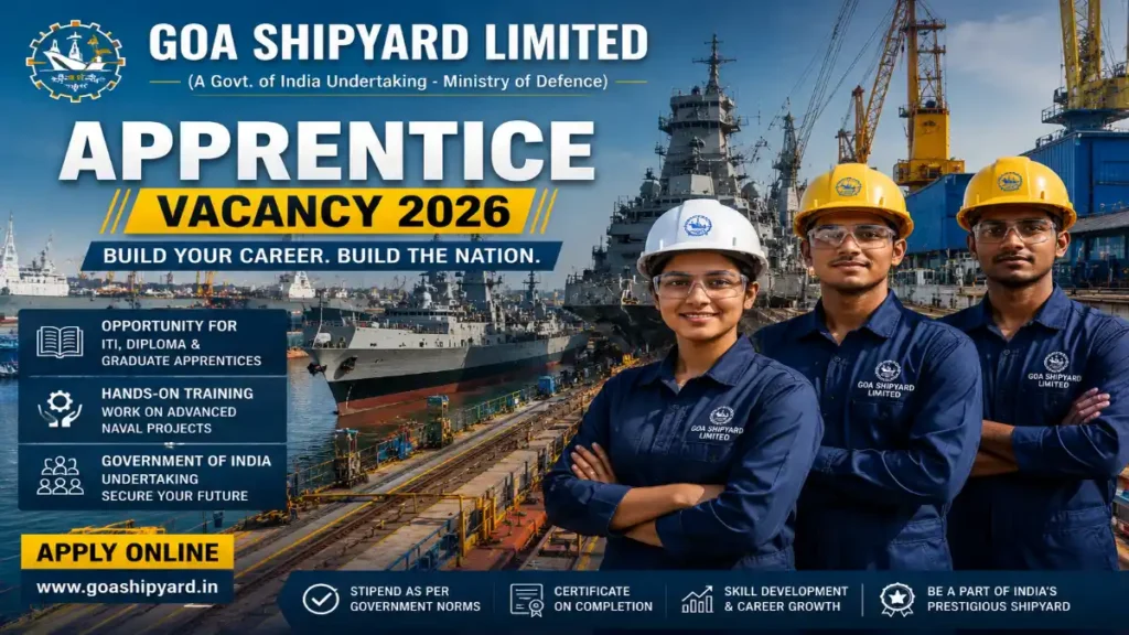 Goa Shipyard Apprentice Vacancy 2026