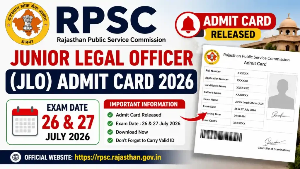RPSC Junior Legal Officer JLO Admit Card 2026 