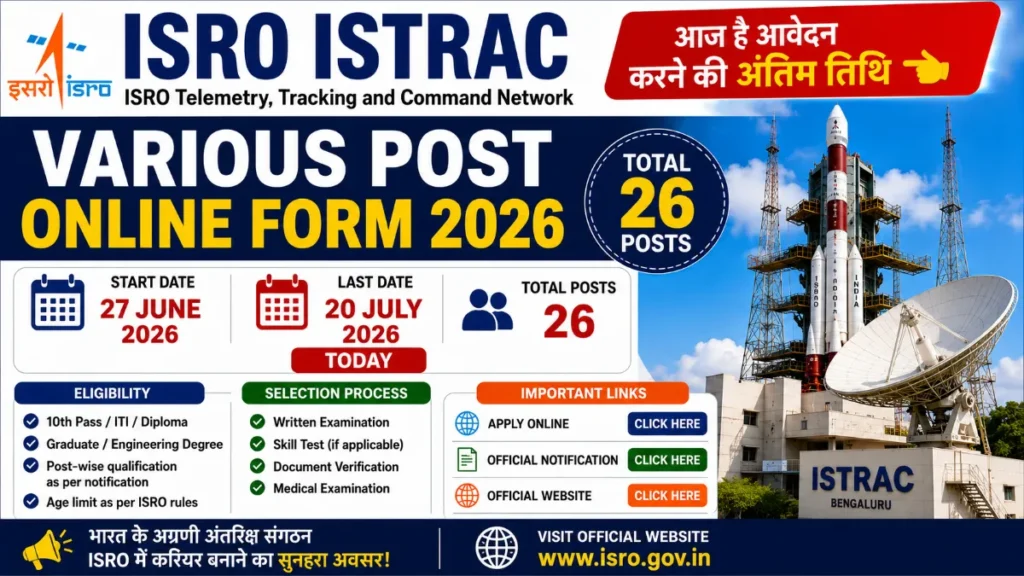 ISRO ISTRAC Various Post Online Form 2026 