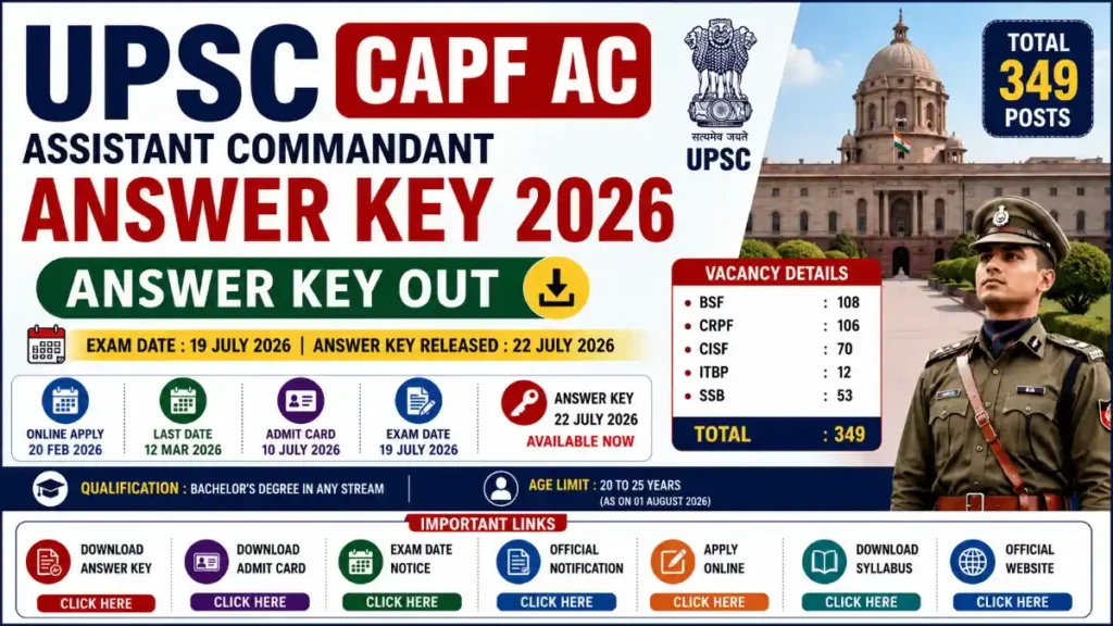  UPSC CAPF AC Answer Key 2026 Out